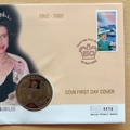 2002 The Queen's Golden Jubilee $1 Coin Cover - Guernsey First Day Cover 27p Stamp