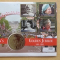 2002 The Queen's Golden Jubilee 1 Dollar Coin Cover - Saint Lucia First Day Cover