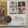 2002 The Queen's Golden Jubilee 50p Pence Coin Cover - Solomon Islands PNC First Day Covers