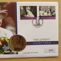 2002 The Queen's Golden Jubilee 1 Crown Coin Cover - Bahamas First Day Cover