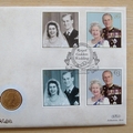 1997 Royal Golden Wedding Anniversary 1958 Gold Sovereign Coin Cover - Benham Covers