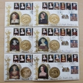 1997 King Henry VIII and His Six Wives Medal Covers Set  - Benham First Day Covers - Signed