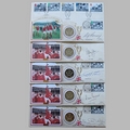 1996 England World Cup Winners 2 Pounds Coin Cover Set - Benham First Day Covers - Signed