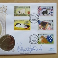 1996 Manx Cats Isle Of Man 1 Crown Coin Cover - Benham First Day Cover - Signed