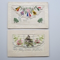 World War One Silk Postcards Set- Westminster WWI Silk Embroidered Written Postcards