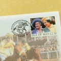 1998 A Passion for Racing HM The Queen Mother 1 Crown Coin Cover - Benham First Day Cover Isle of Man