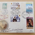 2000 Queen Victoria 1 Crown Coin Cover - Benham First Day Cover Signed by Annette Crosbie