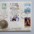 2000 Queen Victoria 1 Crown Coin Cover - Benham First Day Cover Signed by Annette Crosbie