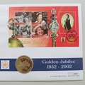 2002 The Golden Jubilee Queen Elizabeth II Silver 50p Pence Coin Cover - Gibraltar First Day Cover