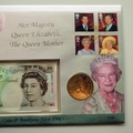 2000 The Queen Mother 100th Birthday 5 Pounds Coin & Banknote Cover - UK First Day Covers