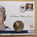 2001 The Queen's Golden Jubilee 100 Days To Go  50p Pence Coin Cover - First Day Covers