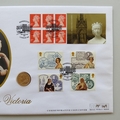 2001 Queen Victoria 22ct Full Gold Sovereign Coin Cover - First Day PNC Cover