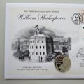 2014 Shakespeare 450th Birth Anniversary Silver 5 Pounds Coin Cover - Jersey PNC First Day Cover