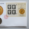 1990 The Penny Black Stamp Crown Coin Cover - Isle of Man First Day Cover