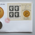 1990 The Penny Black Stamp One Crown Coin Cover - Isle of Man First Day Covers