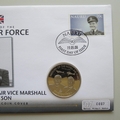 2008 History of the RAF Fighter Ace Johnnie Johnson 5 Pounds Coin Cover - Nauru PNC First Day Covers