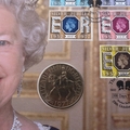 2001 HM Queen Elizabeth II 100 Days To Go Golden Jubilee Crown Coin Cover - First Day Covers by Mercury