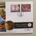 2003 The Queen's Golden Jubilee 5 Pounds Coin Cover - St Helena PNC First Day Covers