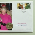 2002 The Queen's Golden Jubilee 1 Dollar Coin Cover - Guyana PNC First Day Covers