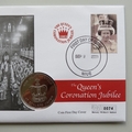 2003 Queen's Coronation Jubilee 5 Crowns Coin Cover - Niue PNC FDC's - St Edwards Crown