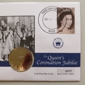 2003 Queen's Coronation Jubilee 5 Crowns Coin Cover - Niue PNC First Day Covers - Sword