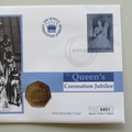 2003 The Queen's Coronation Jubilee 50p Pence Coin Cover - PN Guinea PNC FDC - Throne