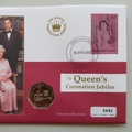 2003 Queen's Coronation Jubilee 50p Pence Coin Cover - Papua New Guinea PNC - Crown & Orb