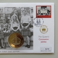 2003 The Queen's Coronation Jubilee 5 Crowns Coin Cover - TDC PNC First Day Covers - Victoria