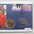 2002 The Golden Jubilee 1 Crown Coin Cover - British Antarctic Territory PNC First Day Covers