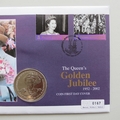 2002 The Queen's Golden Jubilee 1 Crown Coin Cover - Pitcairn Islands PNC First Day Covers