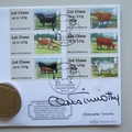 2012 Cattle British Farm Animals 1 Crown Coin Cover - Benham Signed UK PNC