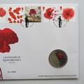 2019 Centenary of Remembrance 5 Pounds Coin Cover - Royal Mail First Day Cover