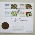 2014 British Flora Winter Greenery 1 Penny Coin Cover - Benham Signed UK PNC