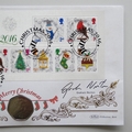 2016 Merry Christmas Gibraltar 50p Pence Coin Cover - Benham Signed UK PNC First Day Covers