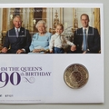 2016 HM The Queen's 90th Birthday 5 Pounds Coin Cover - Royal Mail First Day Cover