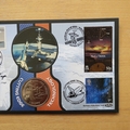 2001 Outer Space Isle of Man 1 Crown Coin Cover - Benham First Day Cover Signed