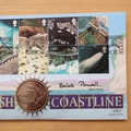 2002 British Coastline 1 Crown Coin Cover - Benham First Day Cover Signed by Babs Powell