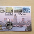 2002 Bridges of London Gibraltar 1 Crown Coin Cover - Benham First Day Cover Signed