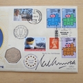 2000 Britain in Europe 25th Anniversary 50p Pence Coin Cover - Benham First Day Cover - Signed