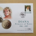 1998 Diana Princess of Wales Gibraltar 1 Crown Coin Cover - Mercury First Day Cover