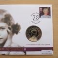 2001 Queen Elizabeth II 75th Birthday Guernsey 5 Pounds Coin Cover - UK First Day Cover