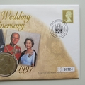 1997 Queen Elizabeth II Golden Wedding Anniversary 5 Pounds Coin Cover - Mercury First Day Cover