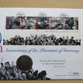 1995 Liberation of Guernsey 50th Anniversary WWII Crown Coin Cover - Guernsey First Day Cover
