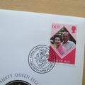 2007 HM QEII Diamond Wedding Anniversary 1 Dollar Coin Cover - Isle of Man First Day Covers Pink Stamp