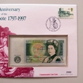 1997 First One Pound Note 200th Anniversary 1 Pound Banknote Coin Cover - First Day Cover