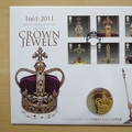 2011 Crown Jewels 350th Anniversary Silver 5 Pounds Coin Cover - First Day Cover by Westminster