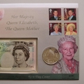 2000 The Queen Mother 100th Birthday 5 Pounds Silver Coin & Banknote First Day Cover - Mercury