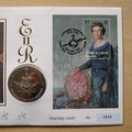 1993 Queen Elizabeth II 40th Coronation Anniversary 5 Crowns Coin Cover - Turks & Caicos FDC