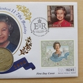 1996 Queen Elizabeth II 70th Birthday 5 Pounds Coin Cover - Jersey First Day Cover by Mercury