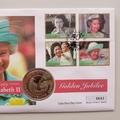 2002 The Queen's Golden Jubilee 50p Pence Coin Cover - Bahamas First Day Cover by Mercury